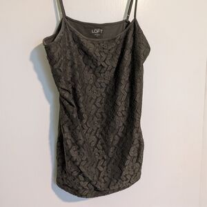 Ann Taylor LOFT Women's Green Floral Lace Front Spaghetti Strap Tank Top